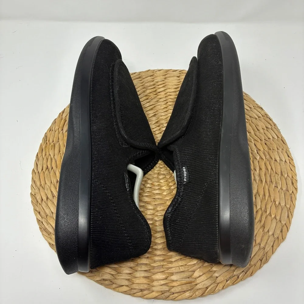Propet M0202 Cush N Foot Mens 12 D Black Corduroy Hook Loop Recovery‎ Slippers